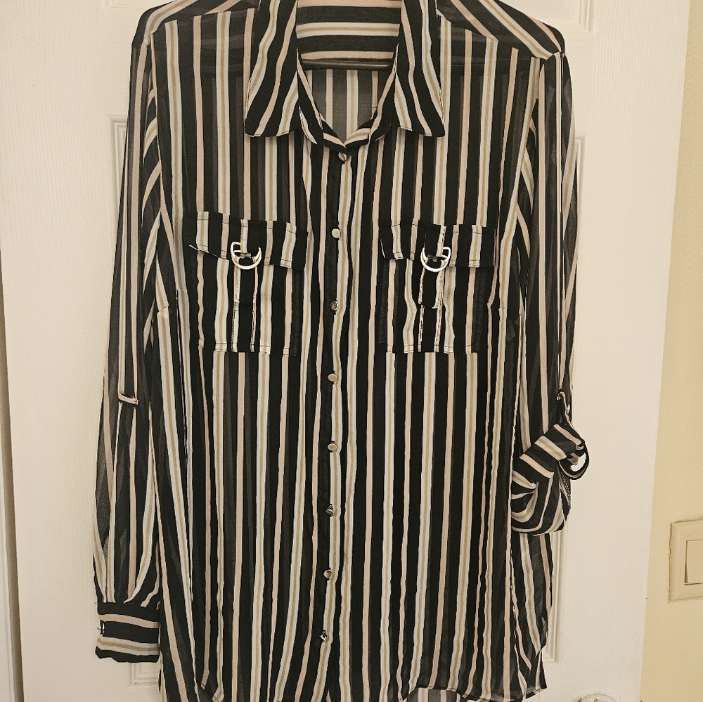 Cato brand 18/20 long sleeve sheer button up